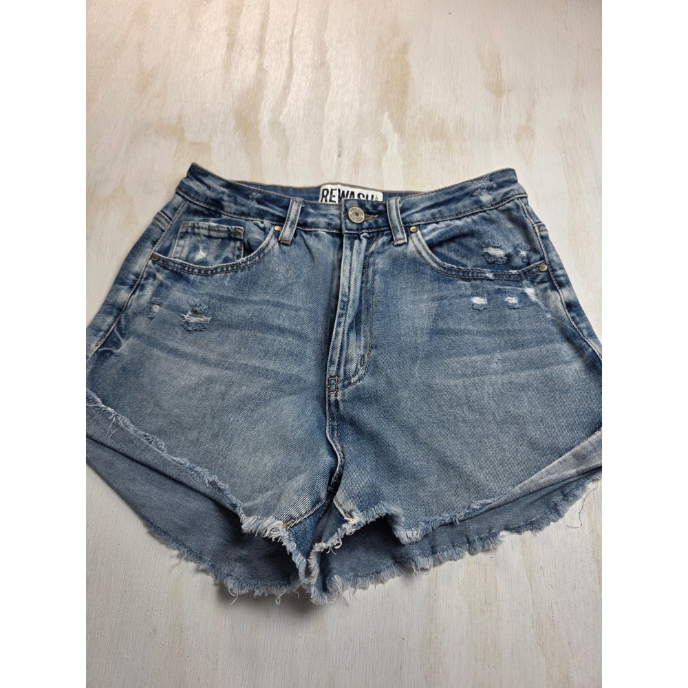 Rewash Brand High Waisted Distressed Denim Shorts Blue Size 6 Y2K Boho Festival